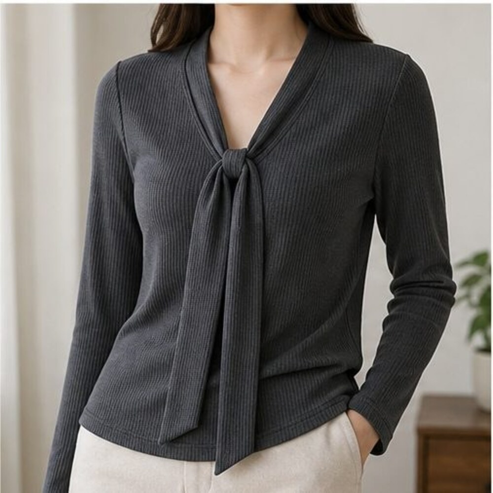Charcoal Ruffle Blouse - Picture 2 of 6
